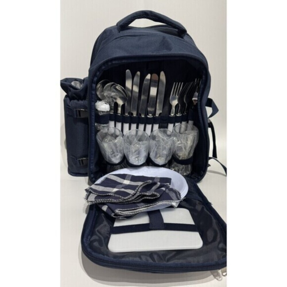 NEW 4 Person Picnic Carrying Backpack Basket Plates Utensils with Insulation